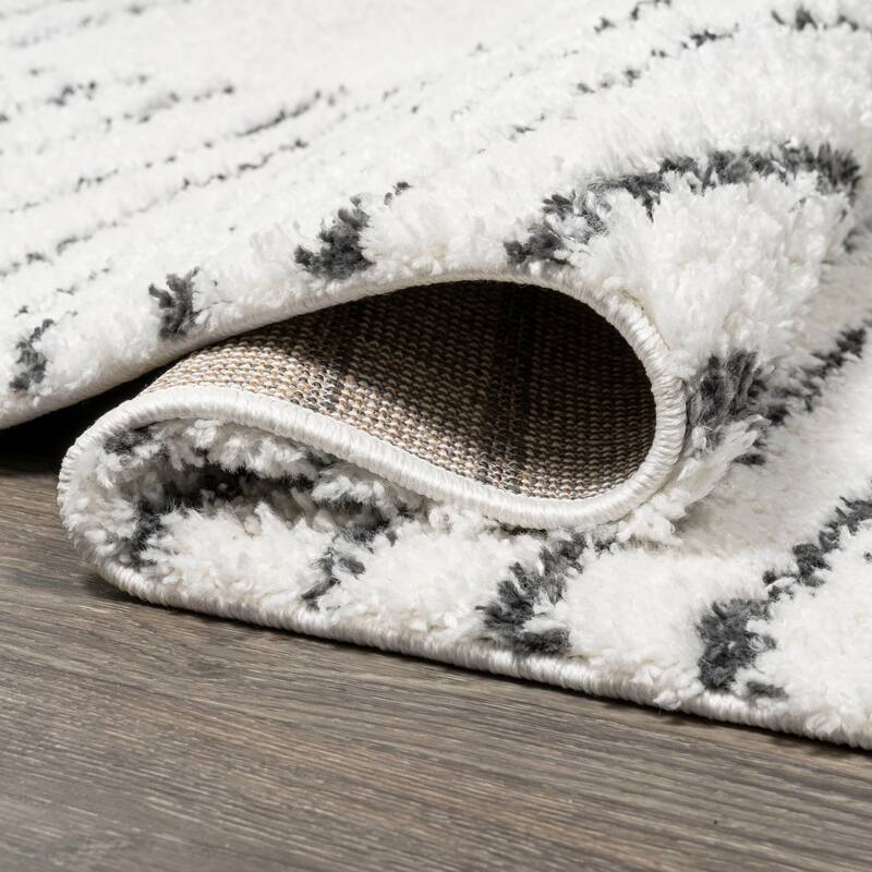 JONATHAN Y Elm Abstract Stripe Geometric Shag Area Rug