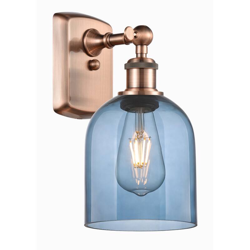 Innovations Lighting 516-1W-11-6 Bella Sconce Bella 11" Tall Wall - Antique Copper / Princess Blue