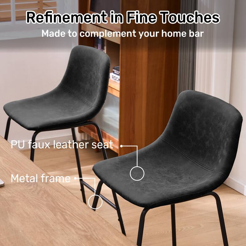 FERPIT Faux Shearling Counter Height Bar Stools Set of 2, Upholstered Bar Stools with Footrest