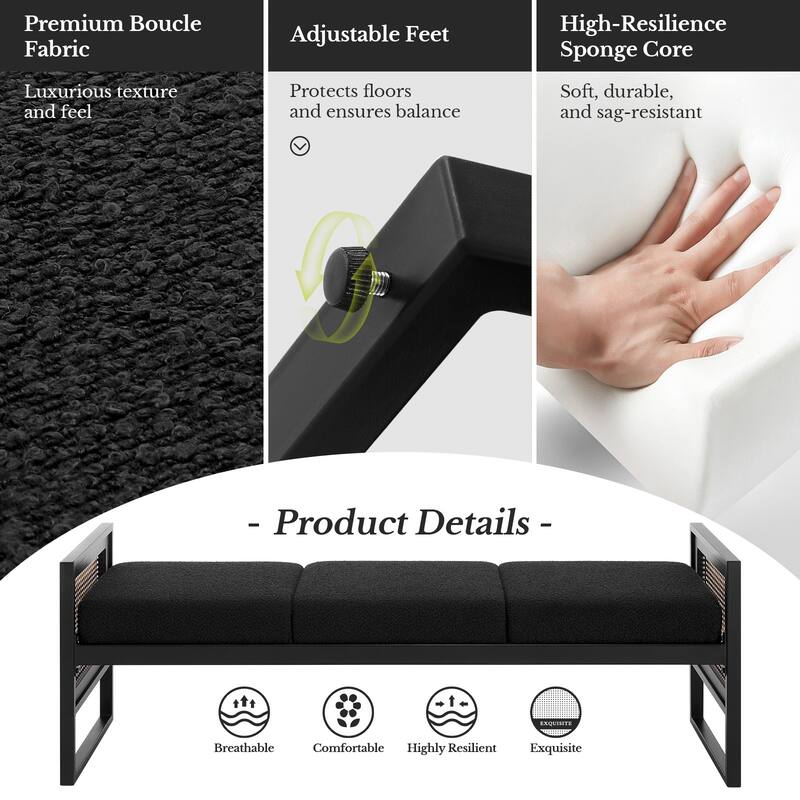 Fabric Upholstered Storage Bench for End of Bed, Entryway - 56.69"L x 16.93"W x 22.4"H