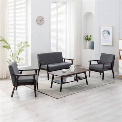Espresso Coffee Table Loveseat and 2 Chair Set