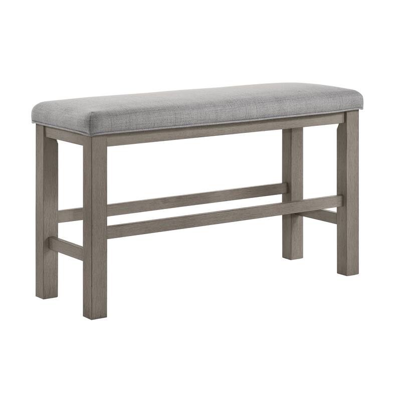 Farmhouse Style 1pc Tan / Beige Gray Color Counter Height Bench Footrest Upholstered Seat Wooden Furniture