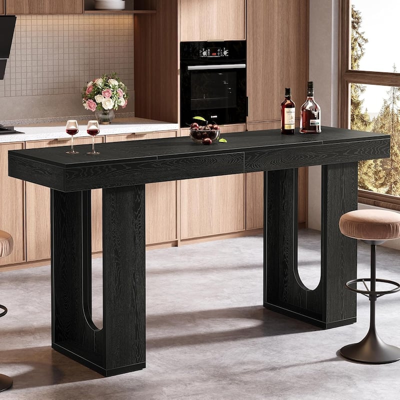 Black Bar Table for Home Pub, Bistro - Black