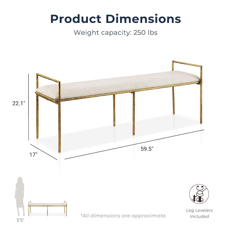 Furniture of America Zayen Modern 59-inch Metal Padded Upholstered Accent Bench