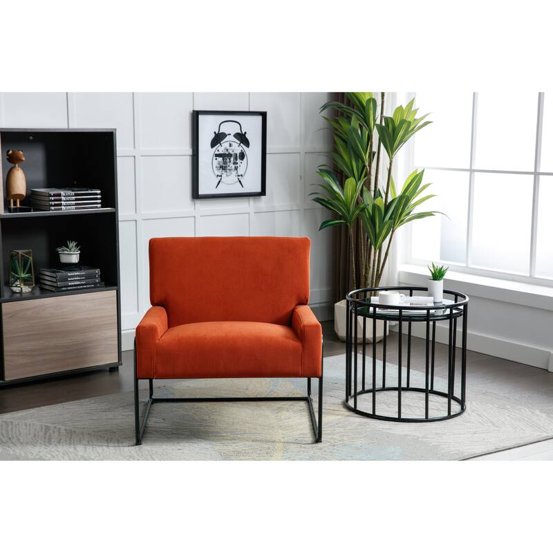 Modern Industrial Slant Armchair with Metal Frame,Premium High Density Soft Single chair for Living Room Bedroom