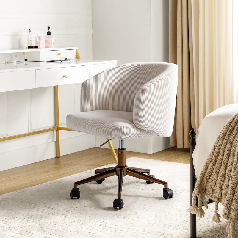Astore Modern Corduroy Ergonomic Barrel Swivel Office Chair with Height-Adjustable by HULALA HOME