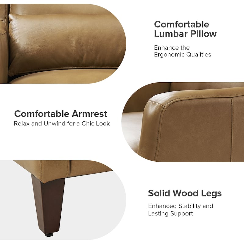 Erich Genuine Leather Wingback Armchair with Pillow by HULALA HOME