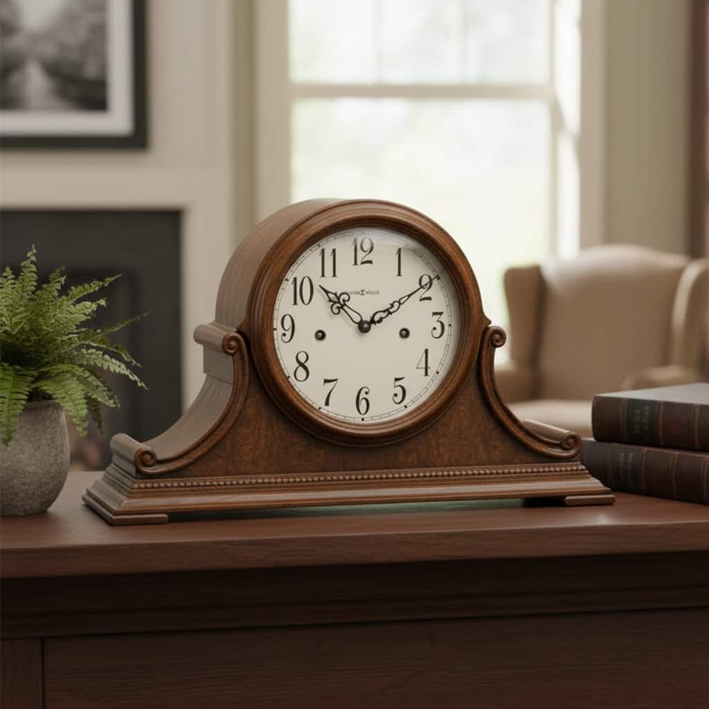 Howard Miller Hadley Retro, Traditional, Old World, Chiming Mantel Clock with Silence Option, Reloj del Estante