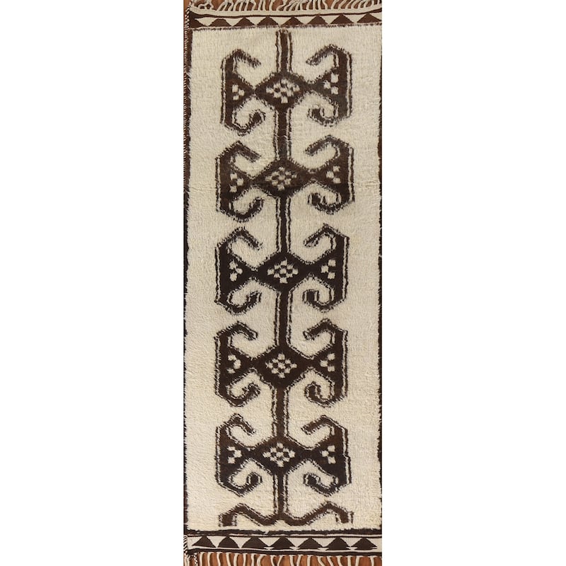 Push Anatolian Natural Dye Runner Rug Hand-knotted Wool Carpet - 3'2"x 11'4"