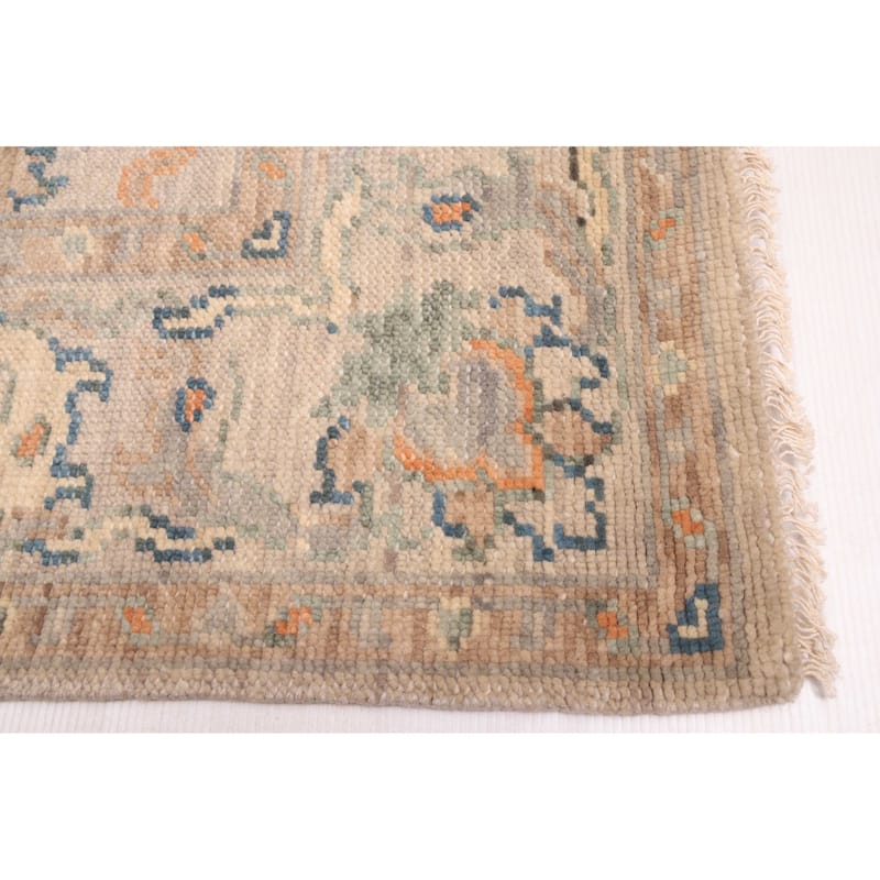 ECARPETGALLERY Hand-knotted Modern Oushak Light Grey Wool Rug - 6'0 x 8'11