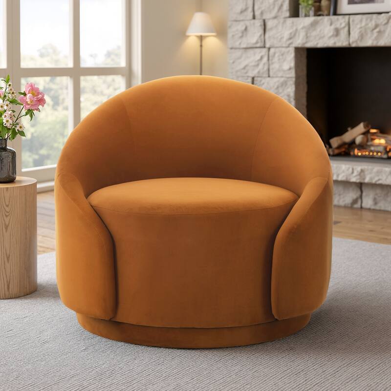 Modern Upholstered Swivel Barrel Chair Accent Lounge Chair