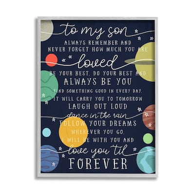 Stupell My Son Love You Forever Phrase Outer Space Framed Wall Art - Multi-Color