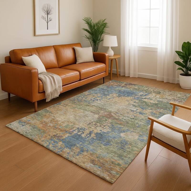 Premium Washable Super Soft Abstract Contemporary Mayfield Rug - Denim - 3' x 5'