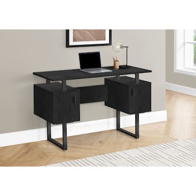 Mid-Century Modern Computer Desk with Storage Cabinets