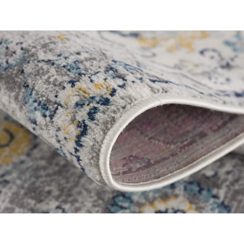 HomeRoots Floral Medallion Mid-Century Runner Area Rug - 168 in. x 27 in. x 0.4 in.