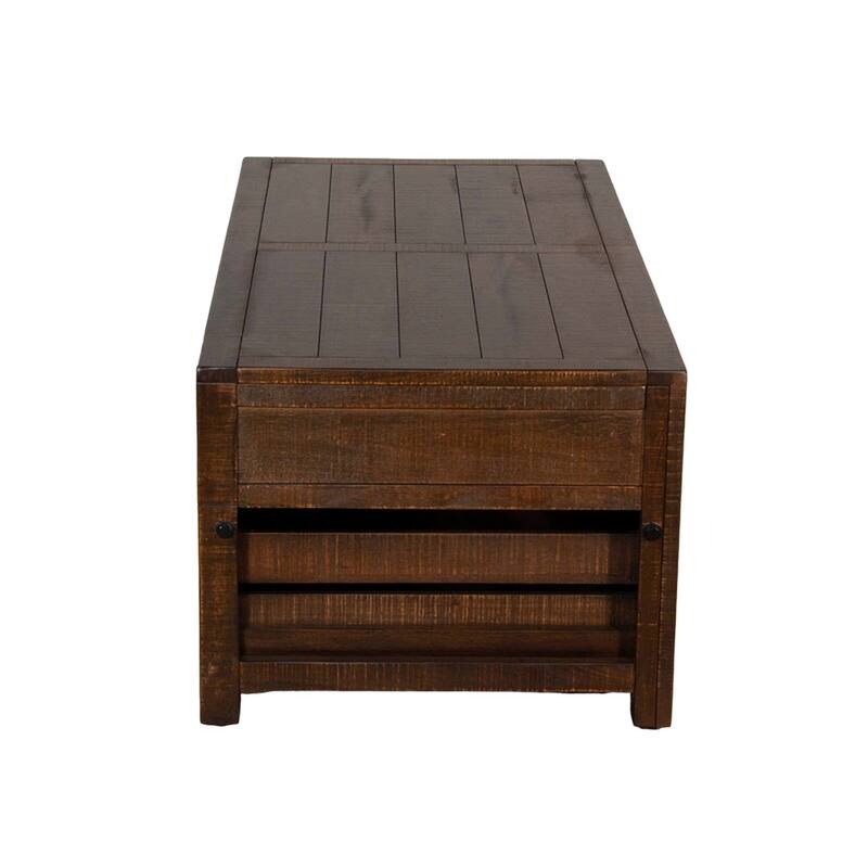 Flint Coffee Table, 2 Drawers, Crates, Dark Brown Mahogany, 50 Inch