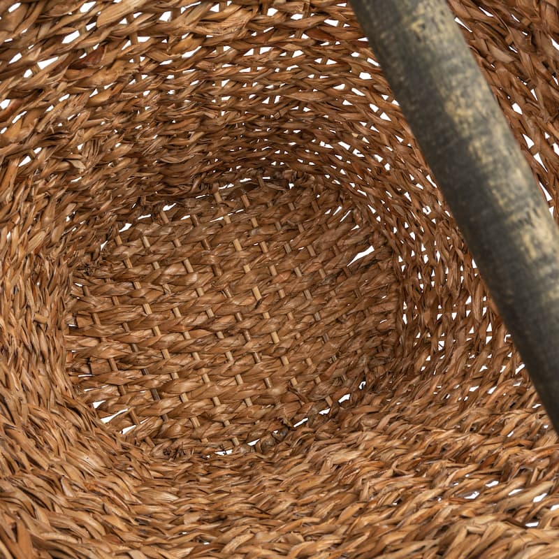 Braided Oval Toilet Paper Basket with Wood Bar