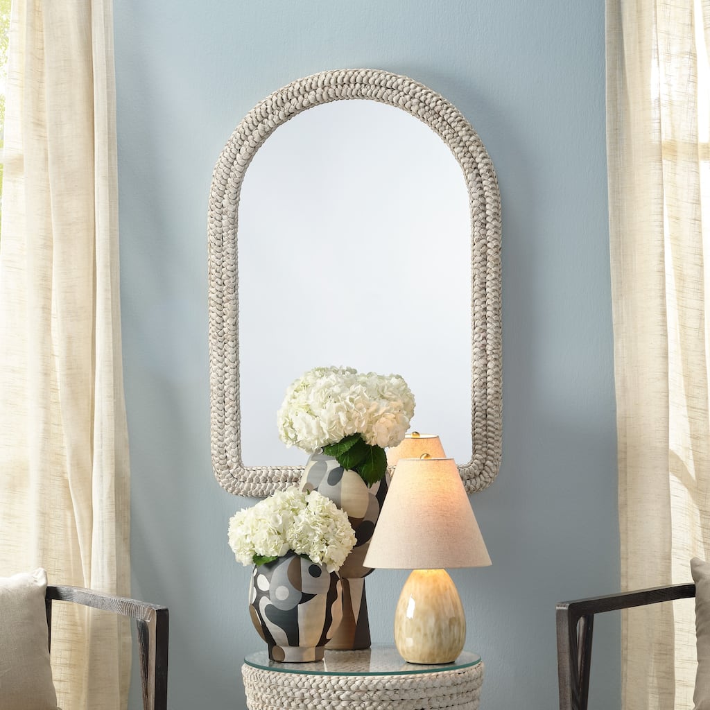 Alden Decor Savannah Woven Corngrass Arch Wall Mirror