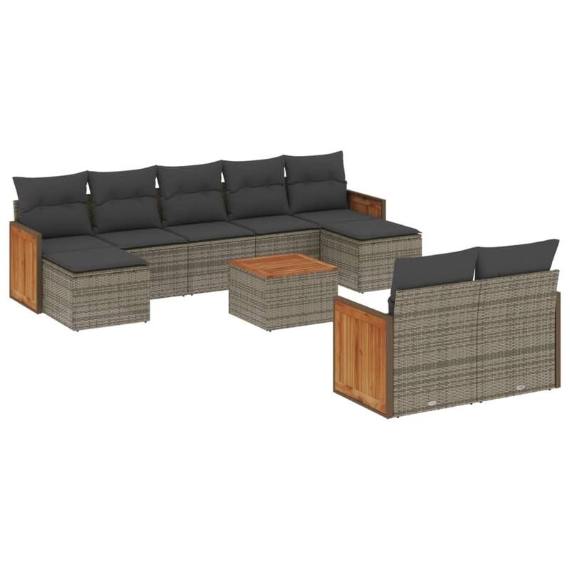 vidaXL Patio Sofa Set with Cushions Outdoor Conversation Furniture Poly Rattan
