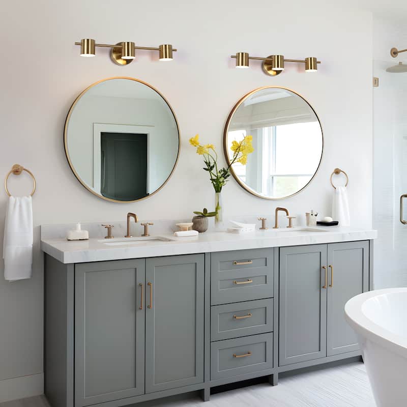 Modern 1/2/3-Light Gold Brass LED Bathroom Vanity Light Linear Wall Sconces