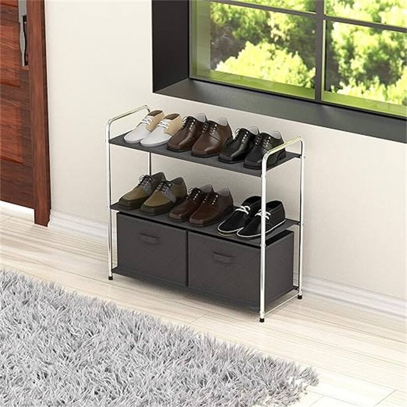 Closet Storage with 2 Drawers - Dark Grey