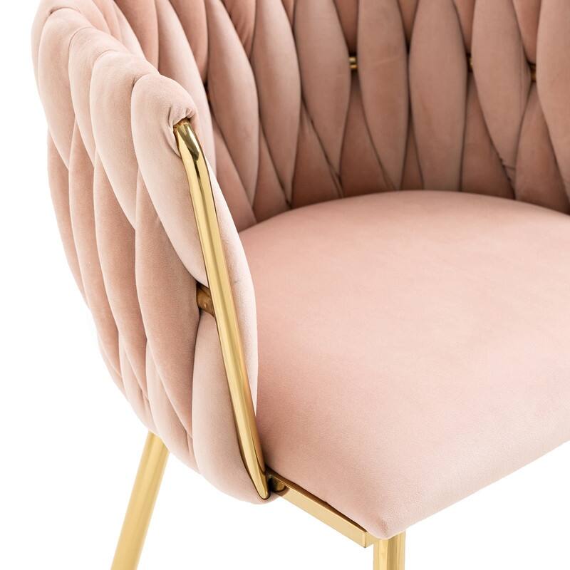 SEYNAR Modern Glam Velvet Dining Side Chair Set of 2 with Gold Metal Frame