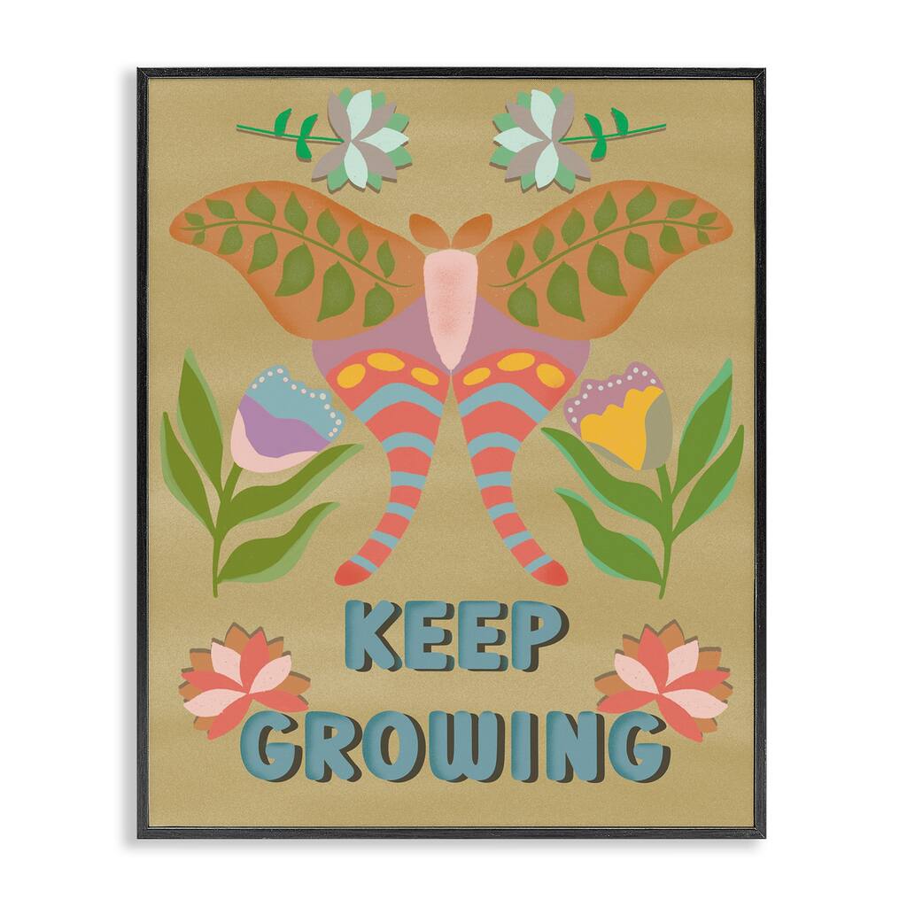 Stupell Keep Growing Butterfly Framed Giclee Art Design By Julia Fox