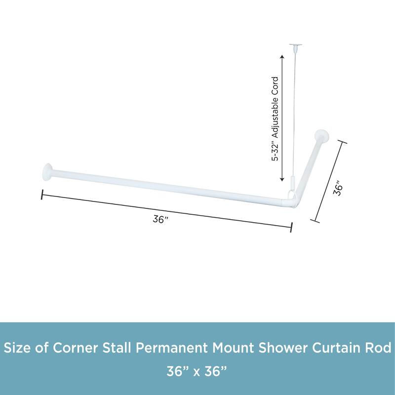 Kenney Corner Permanent Mount Shower Curtain Rod White Bed Bath