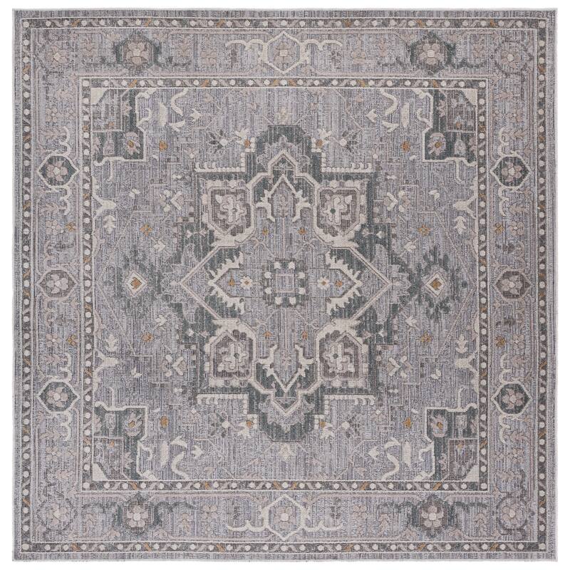 SAFAVIEH Miranda Vildana Traditional Rug - 6'6" Square - Grey/Ivory Beige