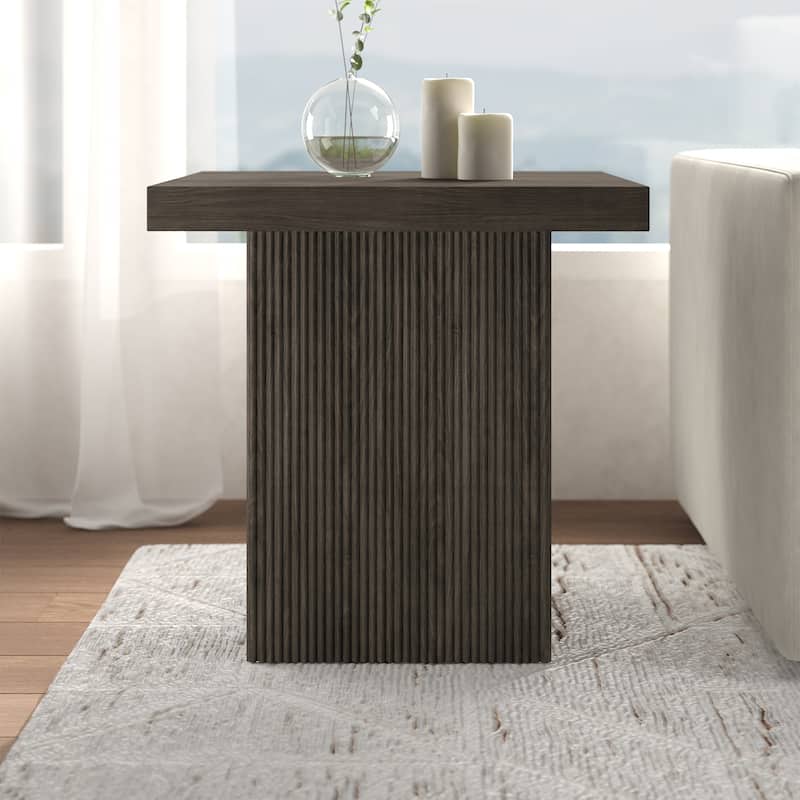 Torren 22" Wide Square Fluted Side Table - 22" Wide