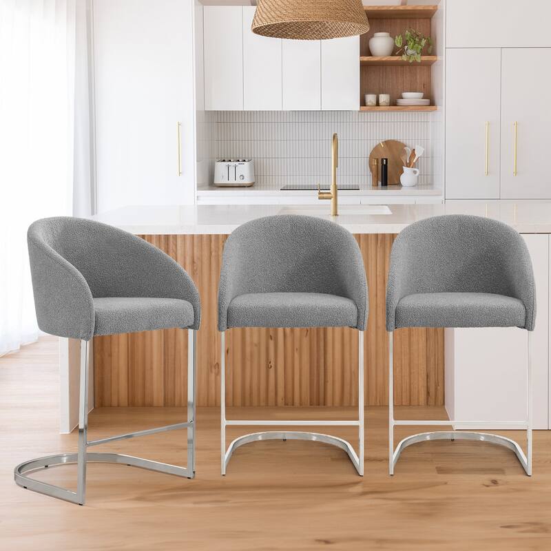 26" Fabric Upholstered Counter Height Bar Stools with Arms - 37" H x 22.4" W x 22" D