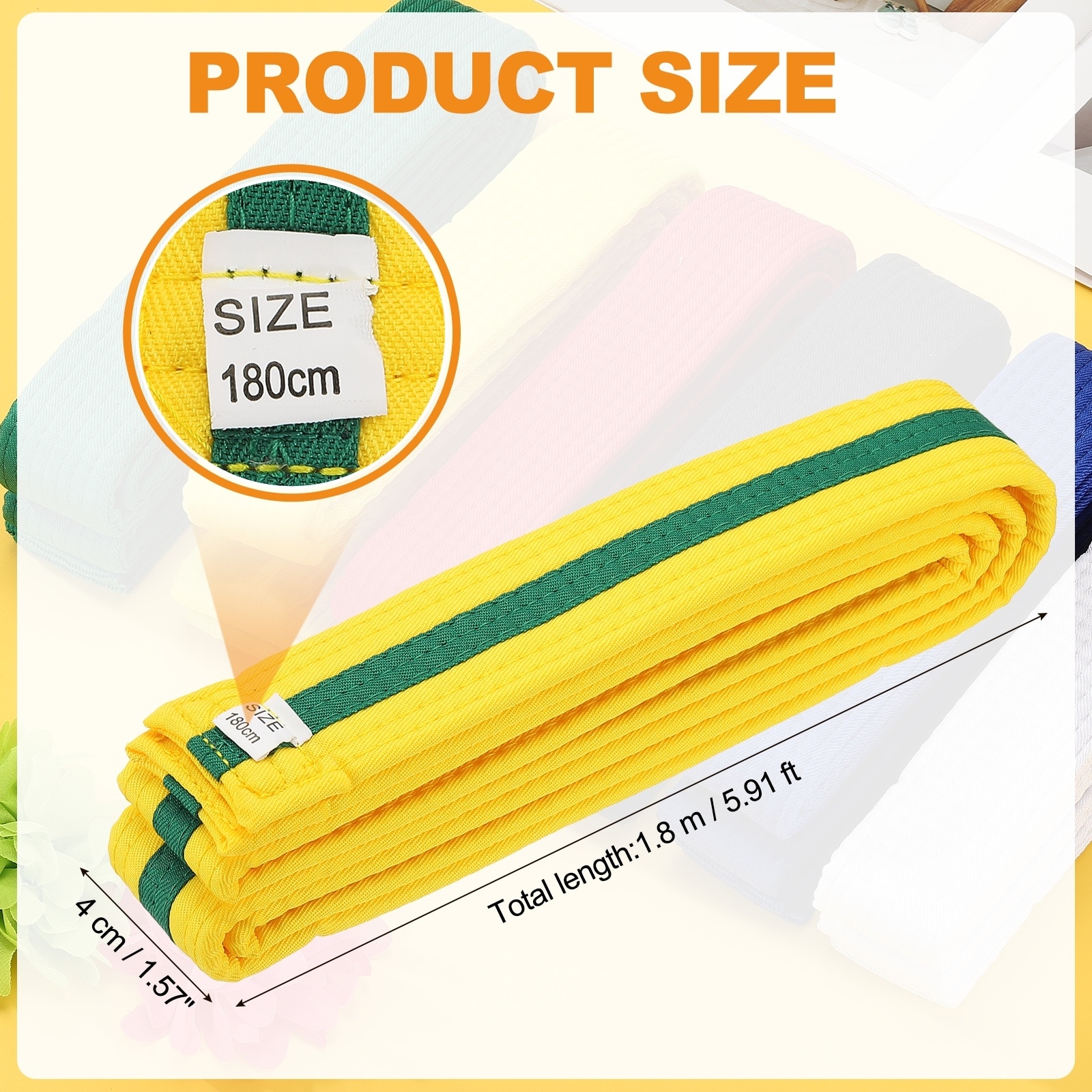 Karate Belt, Martial Arts Ranking Belts Solid Cotton Double-Layered Core Long Soft Uniform Training