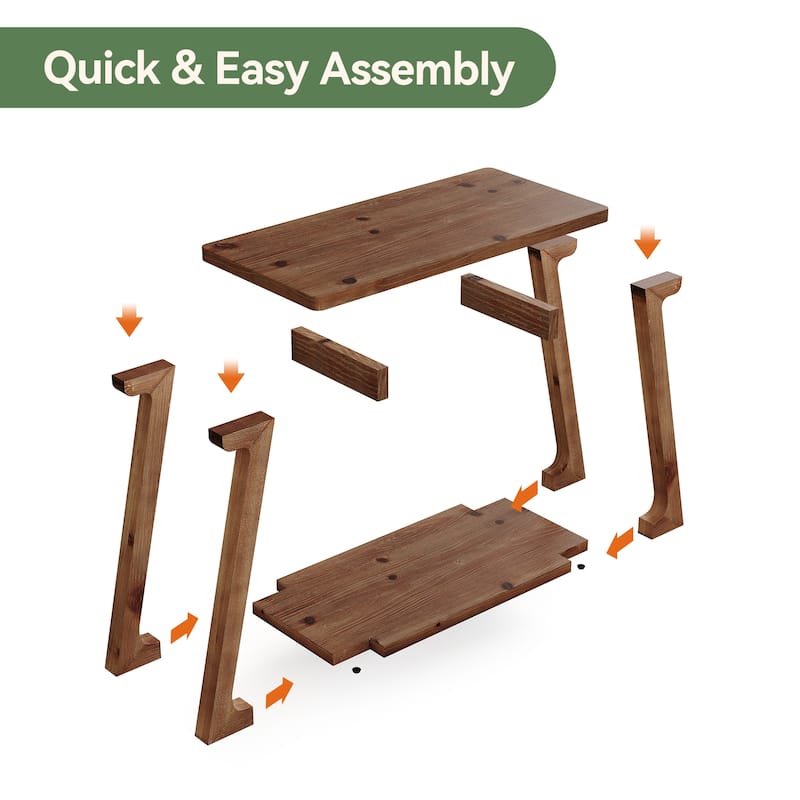 Small Solid Wood End Table 2-tier Side Table for Living Room