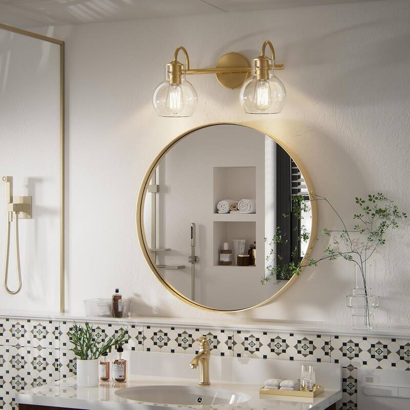 Modern 2/3/4 Bathroom Vanity Lights Clear Globe Glass Shade