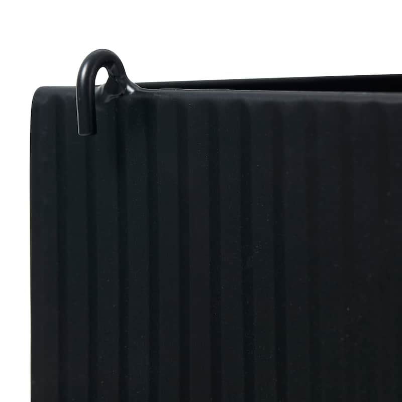 Glitzhome 20''L Black Metal Wall Planters with 3 Pots Hanging Plant Holder