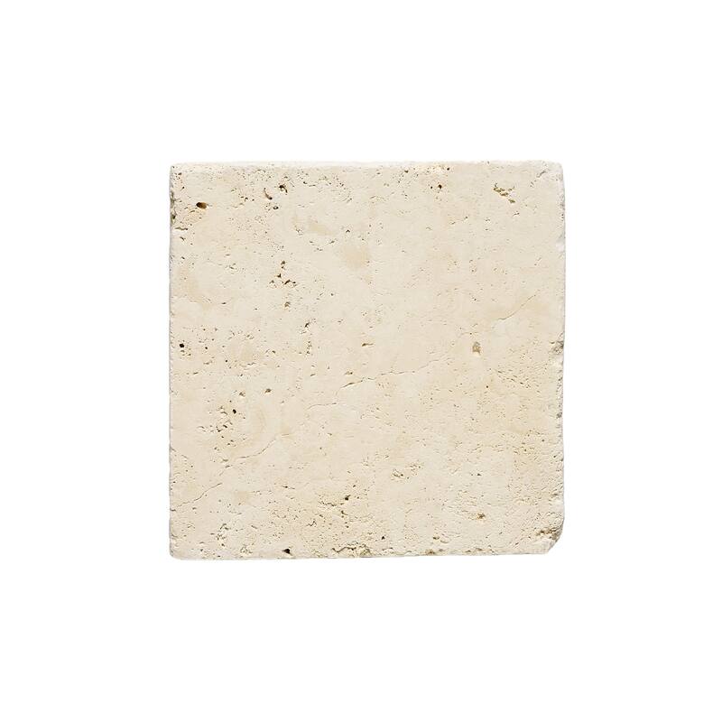 Ivory Travertine 6" x 6" Tumbled Tile - 1 Box (6 sqft) - White