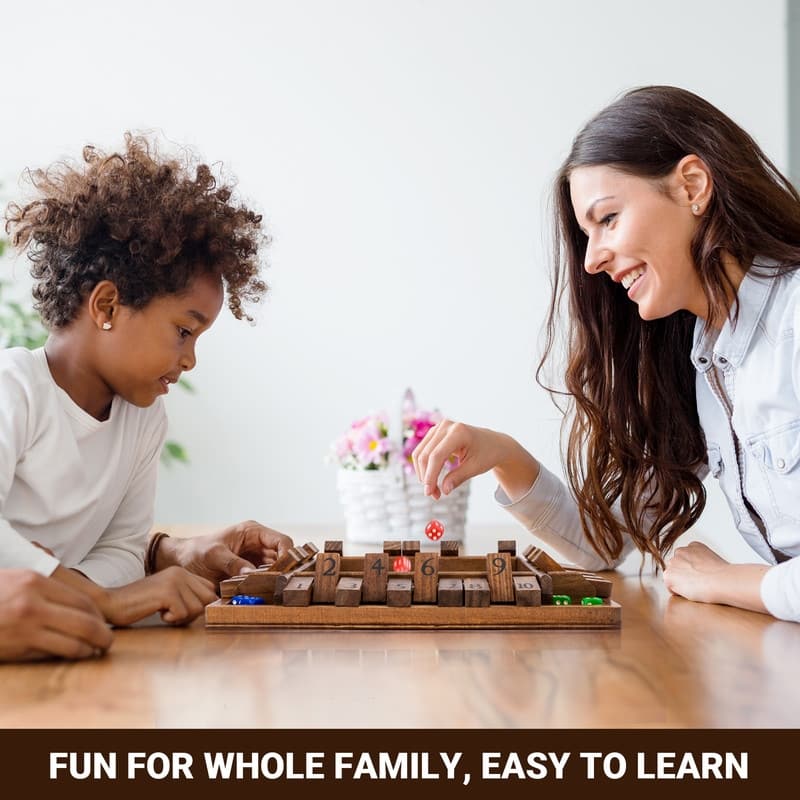 Shut The Box Dice Board Game (2-4 Players) for Kids & Adults