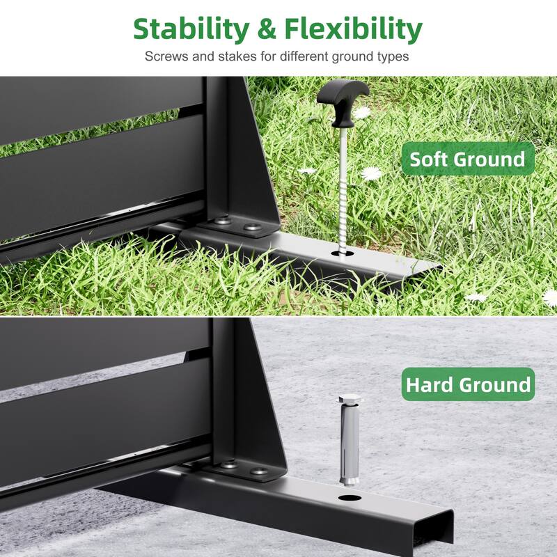 Outdoor Privacy Screen with Stand for Patio Garden Metal Fence Set of 2