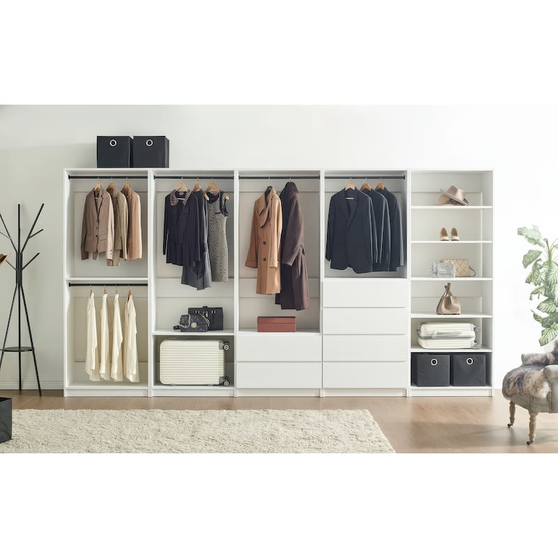 Prosper 32" White Wood Walk-in Closet with Two Rods - 31.4"W x 15.7"D x 83" H