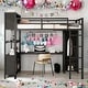 preview thumbnail 2 of 8, Metal Loft Bed with Wardrobe and L-shaped Desk, Full Size Loft Bed with Storage Cubes, Heavy Duty for Kids Teens Adults