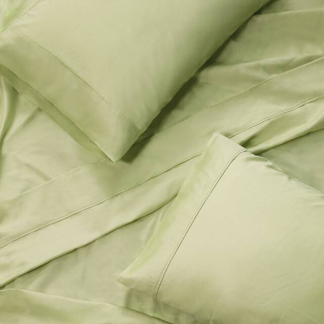 Egyptian Cotton 400 Thread Count Solid Bed Sheet Set by Superior - King - Pistachio