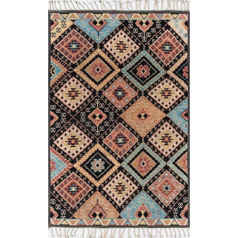 Momeni Nomad Hand Knotted Wool Traditional Area Rug - 3'6" x 5'6" - Black