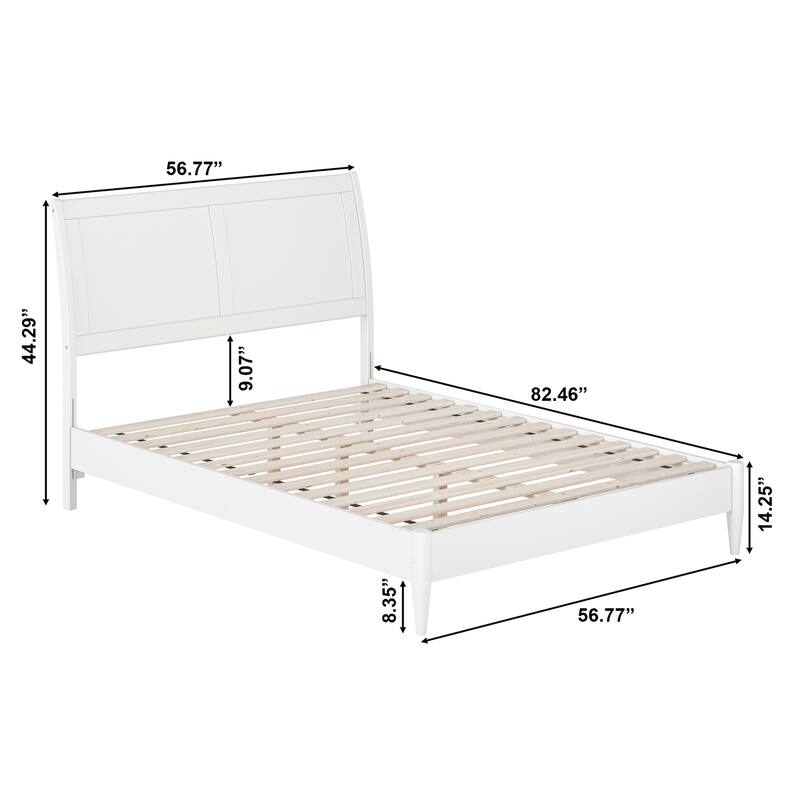 Solid Wood Sleigh Bed - Low Profile Platform Bed Frame - Full Size Bed - Modern Bedroom Furniture