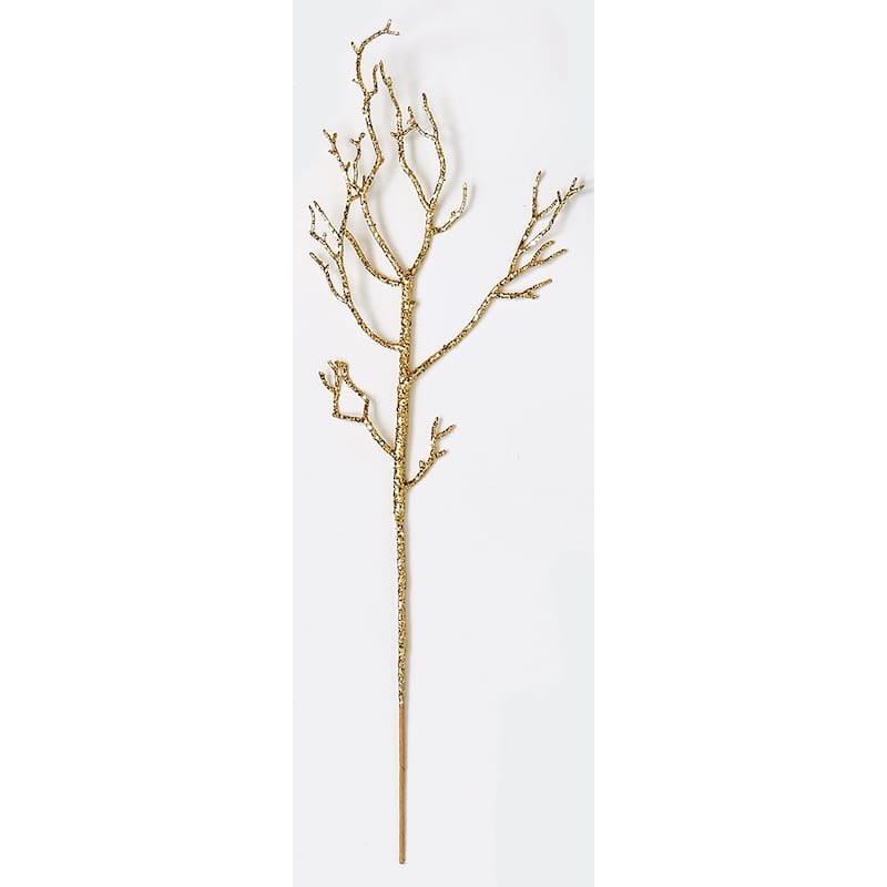 18" Glitter Twig Pick, Gold, Set of 6 - Gold