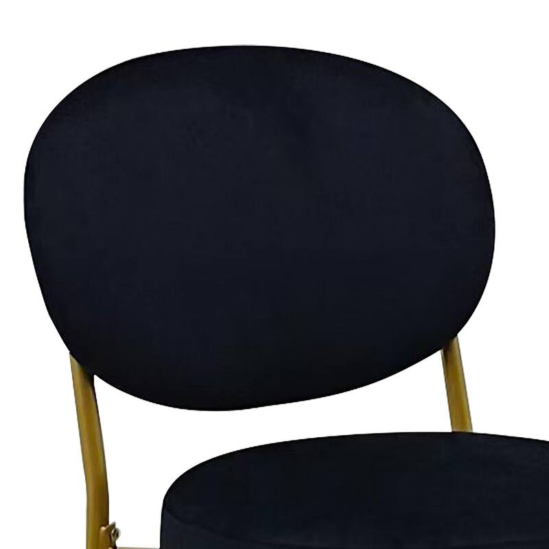 Velvet Upholstered Bar Stools Set of 2, Round Counter Stools with ergonomic Backrest, Breakfast Bar Chairs with Metal Legs