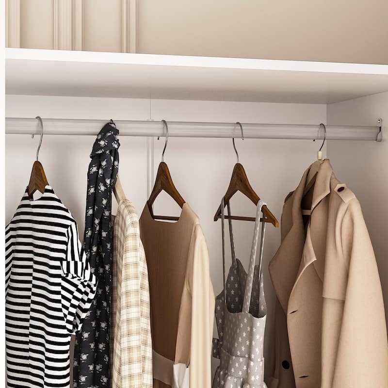 Wardrobe Armoire Shelves Hanging Rod Doors Closet Storage Cabinet