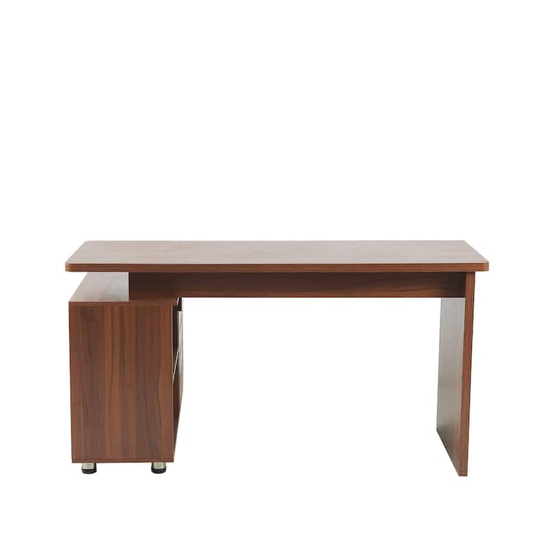 Adjustable L-Shaped Executive Desk, Wood Corner Computer Desk Gaming Desk with Storage Cabinet, Writing Desk for Home Office