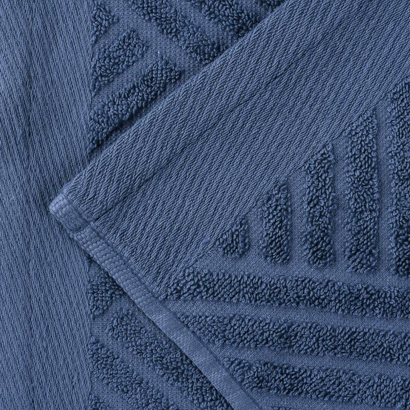 Superior Basketweave Egyptian Cotton Jacquard and Solid Bath Towel Set of 4
