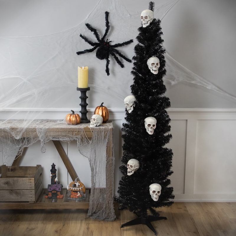 6' Charcoal Brown Iridescent Slim Artificial Tinsel Halloween Tree - 3-to-6-feet