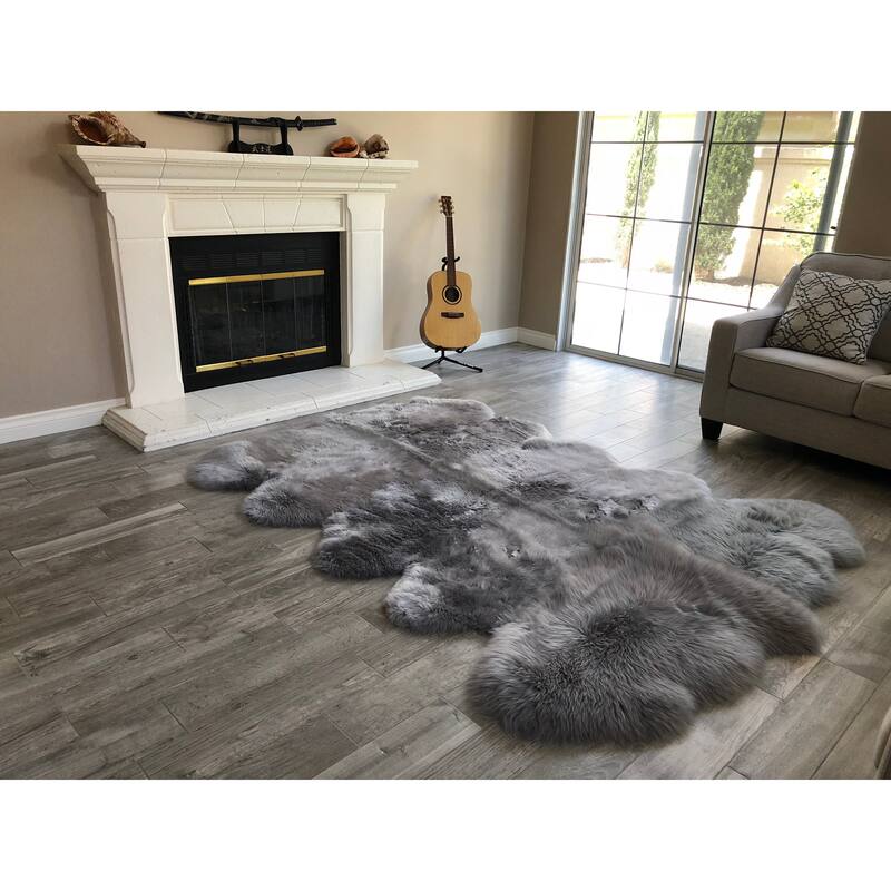 Dynasty Natural 10-pelt Luxury Long Wool Sheepskin Shag Rug